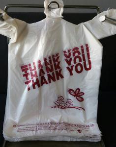 China T Shirts Carry-out Thank You Bags 11.5&quot; X 6.25&quot; X 21&quot; , Black colour , HDPE material factory