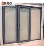 Powder Coating Grey Aluminum Folding Doors With Double Glass Water Resistant