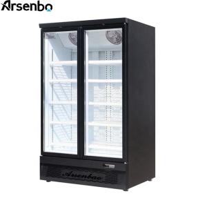 China Black Two Door Commercial Supermarket Refrigerator Digital Temp 950L factory
