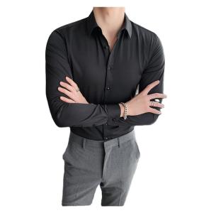 China Viscose/Polyester/Spandex Formal Shirt for Men Professional Slim Fit Solid Color Shirt factory