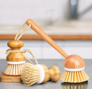 China Natural Bamboo Sisal Dishes Scrub Brush 3 Piece Set factory