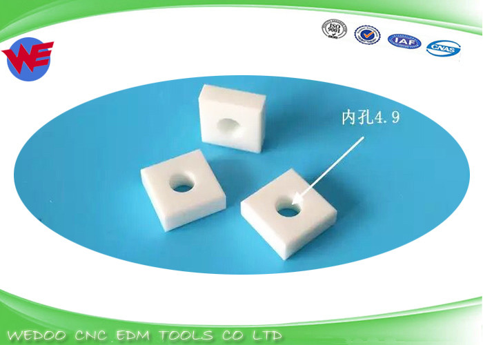 White Makino EDM Consumables Cutter Unit Ceramic 12.7x12.7x4.75TX ID4.9 N501