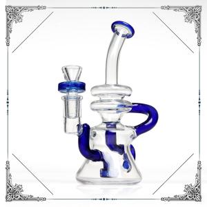 China 8 Inches Showerhead Perc Bongs Smoking Glass Recycler 5mm Thickness factory