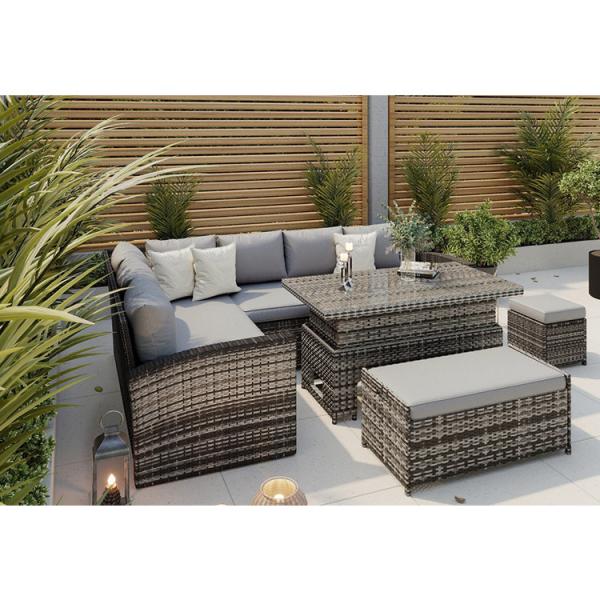 General Outdoor Furniture AJUNION All Weather Garden Sectional Sofa with Rising