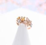 Wedding rings Rose Gold Butterfly Diamond Ring 18K gold diamond rings