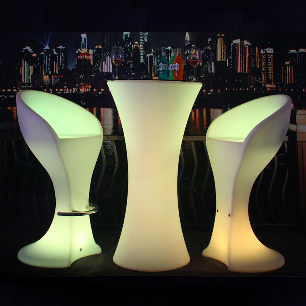 Customized LED Light Cocktail Table Illuminated Rechargeable