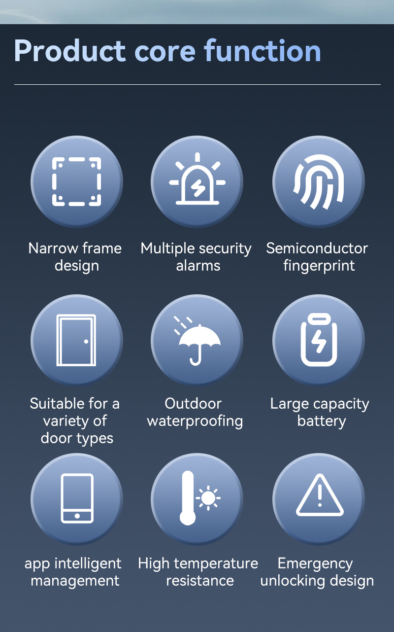 Qleung S960 Waterproof Digital Door Lock Tuya TTlock APP Framed Glass Password Card Fingerprint Smart Home Door Lock