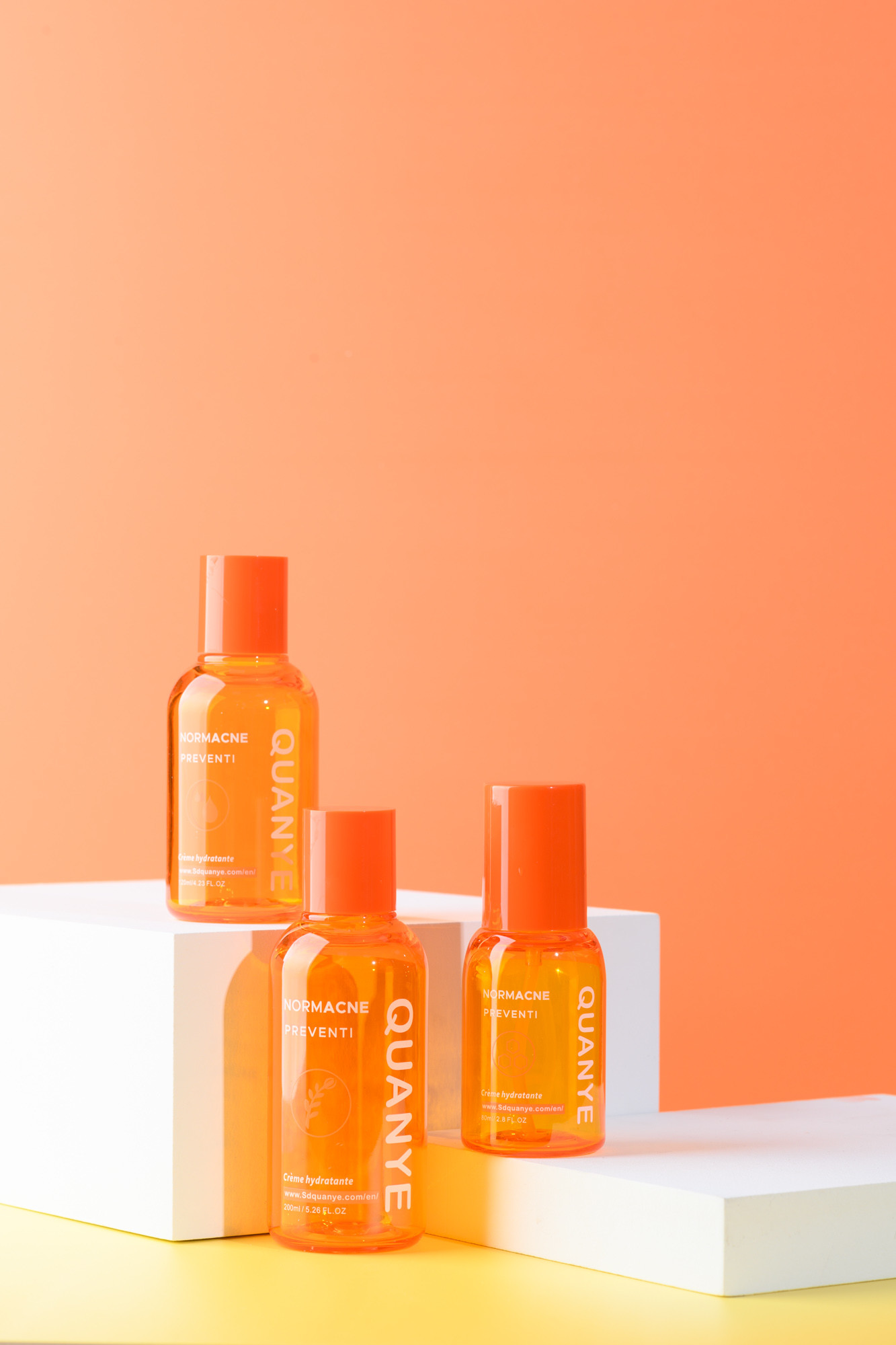 Orange Empty 80ml 120ml Lotion Bottle Cosmetic Packaging With Plastic Cap
