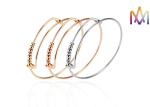 SS304 Twisted Expandable Movable Bead Womens Engraved Bracelets