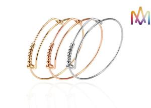 China SS304 Twisted Expandable Movable Bead Womens Engraved Bracelets factory