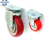 PVC Industrial Dolly Wheels Red 4" Rubber Caster Wheels Heavy Duty for Forklift