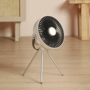 China Led Light Floor Standing Fans Camping 10000mAh Battery Rechargable Tripod Fan factory