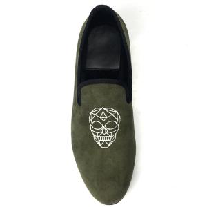 China Masonic Light Green Prince Albert Mens Velvet Loafers Slippers All Seasons Use factory