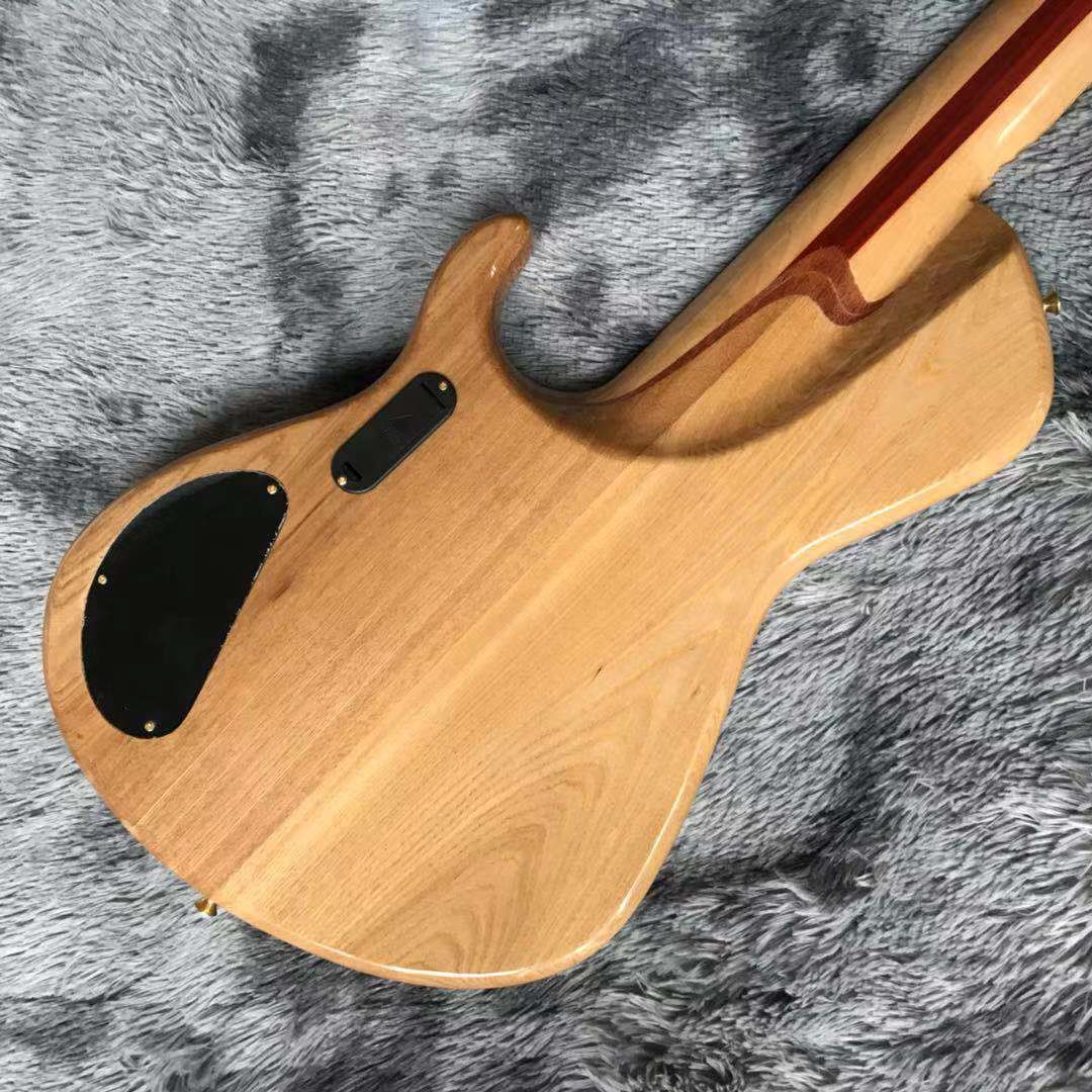 Custom Flamed Maple Top Neck Through Body 6 Strings 24 Frets Active Pickup Electric Bass Guitar