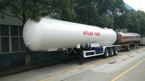 China Semi Trailer Lpg Gas Tanker Truck , 49.6cbm Tri Axle Semi Trailer With Fuel Box factory