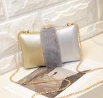 2016 new phone bag plush Night female fashion evening bag hit the color tide