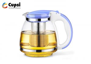 Transparent Borosilicate Glass Teapot Food Grade Plastic Lid / Handle