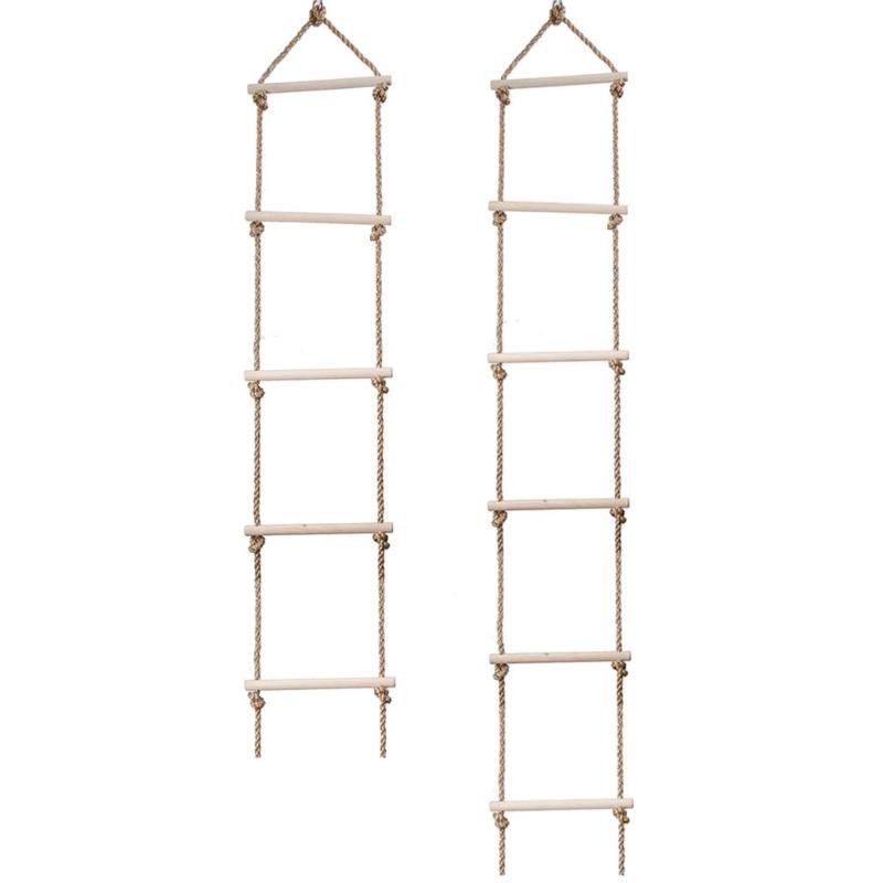Multi Rungs Sports Wooden Rope Ladder For Children Activity Climbing Game