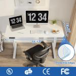 Standing Desk with Dual Motor Electric Height Adjustment and White Wooden Coffee