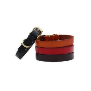 China Handmade Stitching Dog Training Collar Copper Hardware First Layer Cowhide Collar Leather Dog Collar factory