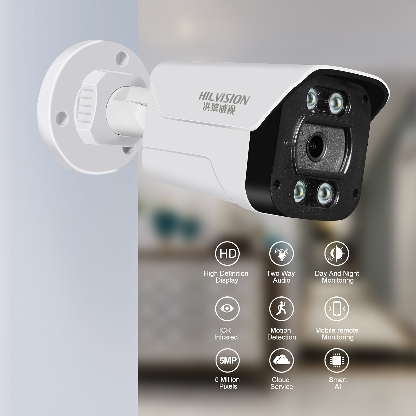 Indoor Waterproof H.265 Video Bullet Camera NVR Data Storage Options and Built-in Mic