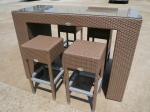 Resin Wicker Bar Set , Dark Brown Rattan Conservatory Furniture