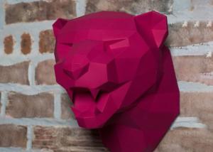 China Rose Painted Stainless Steel Leopard Sculpture 50cm Height factory