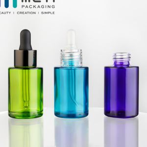 Refillable Glass Dropper Bottle Labeling 50ml Screw Cap Round