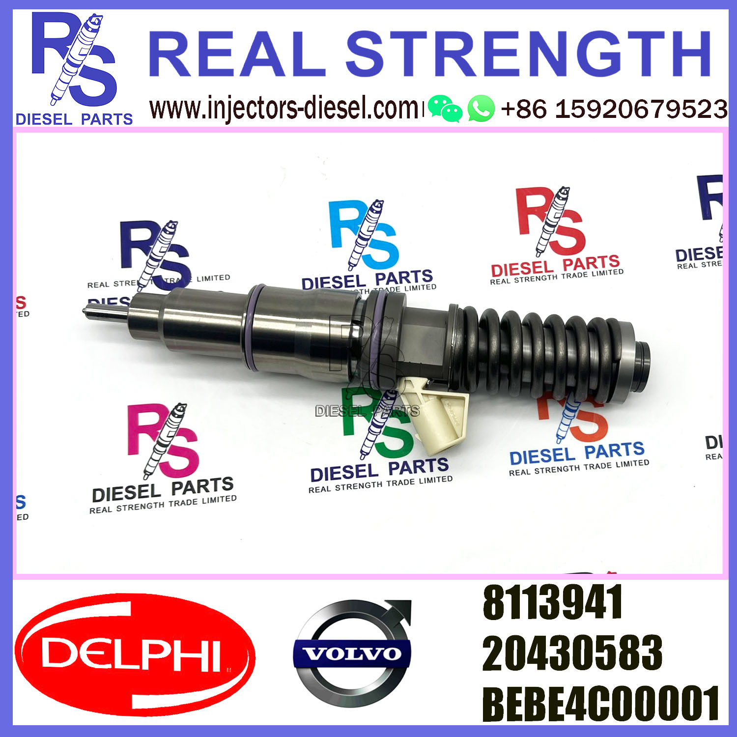 DELPHI 2pin injector 8113941 20430583 BEBE4C00001 Diesel pump Injector V-O-L-V BEBE4C00001 E1 for V-O-L-V D12 TRUCK