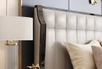 Custom Hotel Bedroom Furniture Leather Solid Wood Bed Frame For Hotel Villa Home