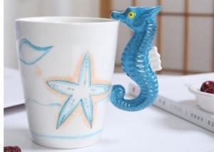 China Supermarket 450ml Hippocampus 3D Ceramic Mugs factory