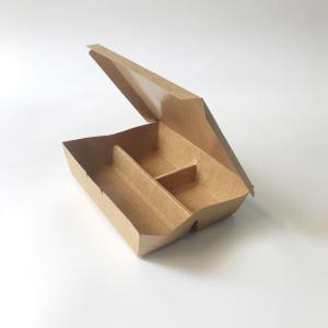 China Disposable Kraft Paper Box Takeaway Food Container 3 Compartment Paper Food Packaging factory