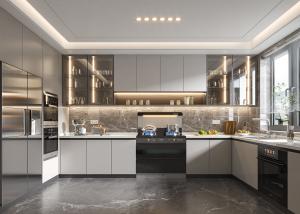 China Modern Pvc Door kitchen Cucina Complete plywood Pantry Cupboard Cabinet factory