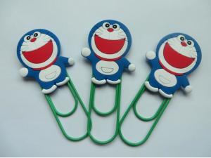China Lovely Doraemon Rubber PVC Bookmark With Green Clip , Mini Size , Best Christmas Gift For Children factory