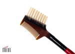Professional Private Label Eye Brow Brush Comb With Wooden Handle , Dual Ended