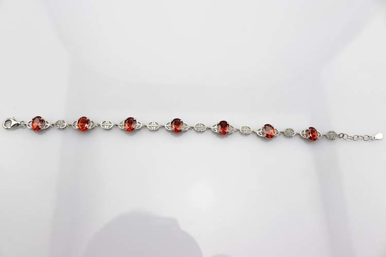 Women Jewelry 925 Silver Bracelet Garnet Cubic Zirconia Tennis Bracelet(H07)
