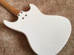 Custom guitar white color Mosrite logo reversed body 6 string electric guitar