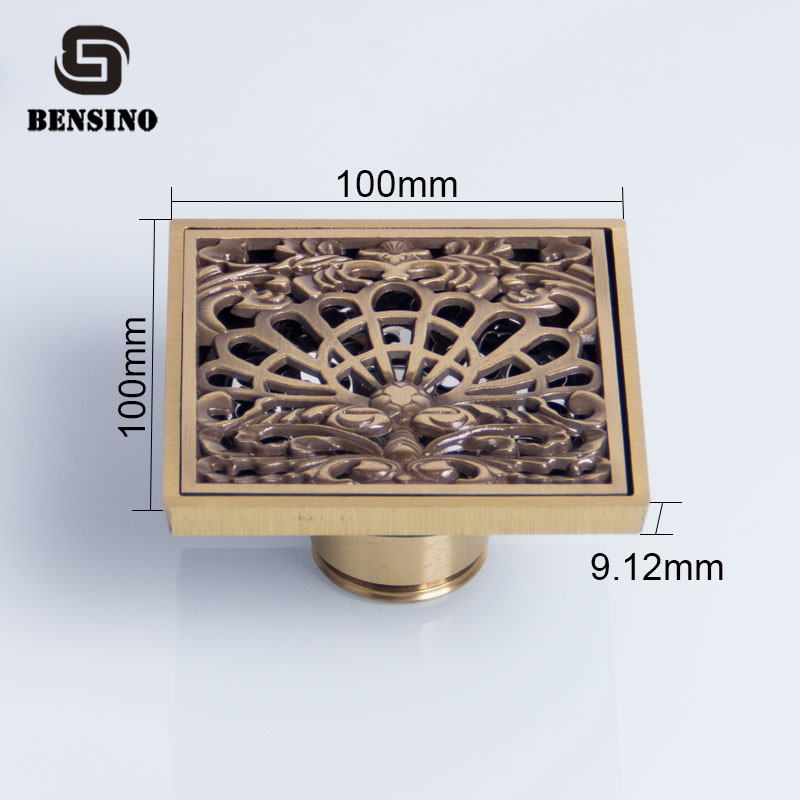 9mm Square 10x10mm Antique Brass Shower Drain