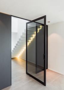 China Floor Spring Aluminum Pivot Doors Wood Grain Transfer Surface Treatment entrance pivot door pivot door modern exterior factory