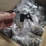 50mm Transparent Furniture Casters For Threaded Stem Chrome Painted Soft Castors