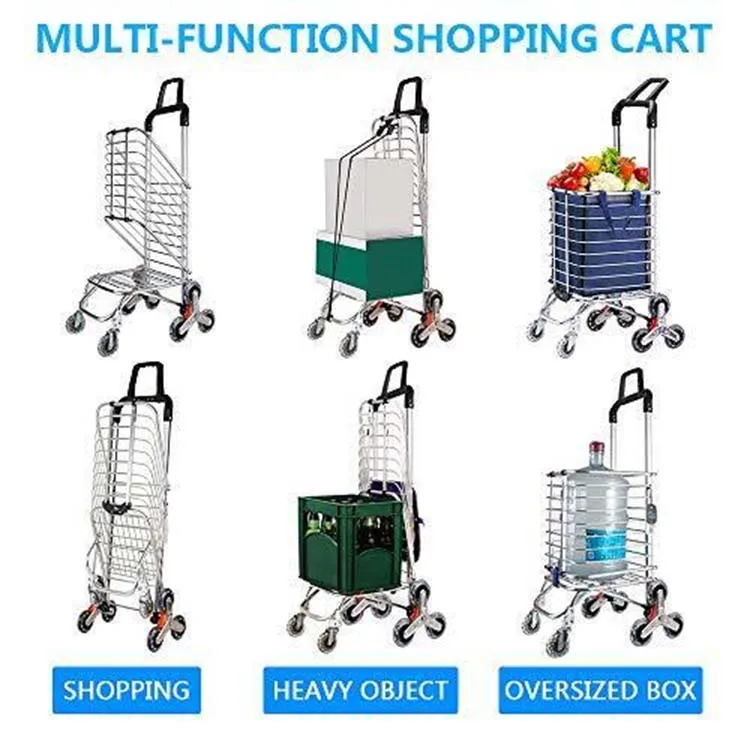 Upgraded Folding Shopping Cart Portable Grocery Stair Climbing Cart