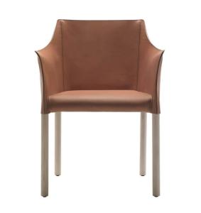 China Office O CAP Fiberglass Arm Chair With Pigmented Leather Body factory