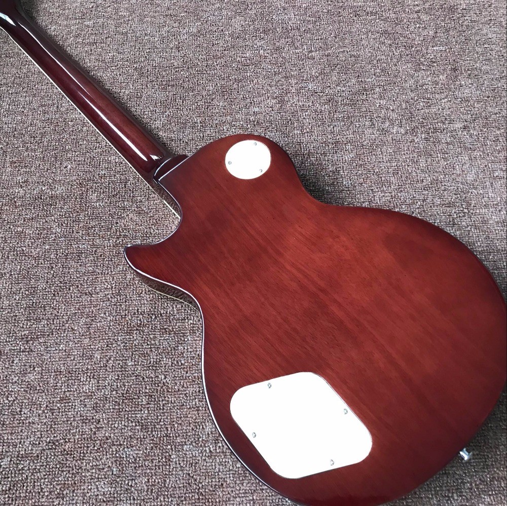 Custom Sale LP electric Guitar Tiger striped maple cover Mahogany body classic 60 black musical instruments