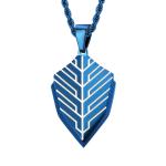 Anniversary Occasion Men's Leaf Shape Necklace Stainless Steel and Blue Plated