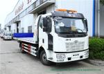 FAW Flatbed Wrecker Tow Truck 6 Wheeler For Car Carrier / Road Rescue