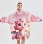 Custom Position Printing Anime Large Fleece Hoodie Blanket Wearable OEM