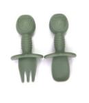 Eco Cartoon Feedie Fork And Spoon For Baby Training Silicone With Size Is 9.5x9