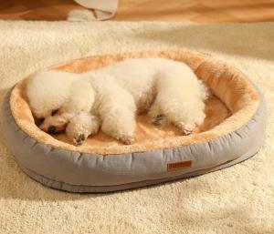 China Basics Round Bolster Indestructible Dog Bed With Flannel Top factory