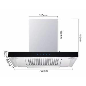 China Low Noise Electric T Shape Wall Mounted Chimney Hood Stainless Steel Filter Aluminum Motor factory