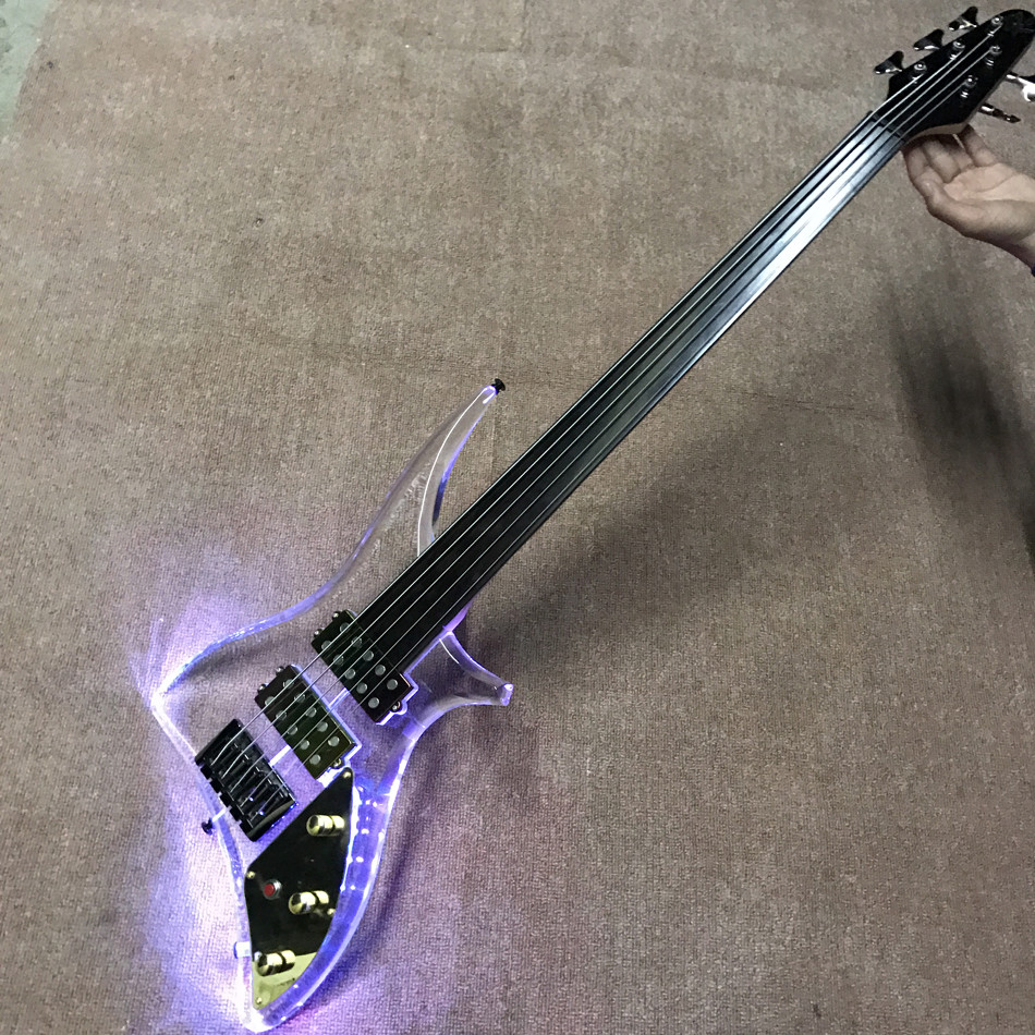 High quality LED light acrylic electric guitar rosewood fingerboard, free shipping
